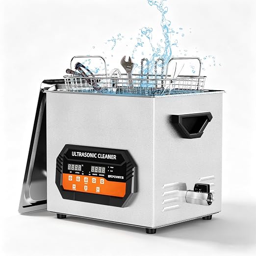 Ultrasonic Cleaner 10L 240W Digital Ultrasonic Cleaning Machine with Upgraded Degassing & Gentle Mode, 40kHz, with Heater & Timer for Tools, Jewelry, Watches, Glasses, Dentures, Small Parts