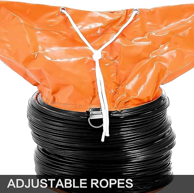 PVC Flexible Duct Hose, HVAC Duct Hosing Flame Retardant for Ventilator Utility Blower Fan with Adjustable Rope and D-Ring, Easy Storage (14inx25ft)