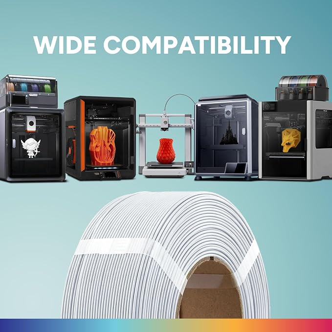 OVERTURE High Speed PLA Filament Refill 1.75mm, Rapid PLA Spoolless 3D Printing Filament, 1kg (2.2lb) Refilament for Bambu Lab, Accuracy +/- 0.02mm, Fit Most FDM Printers (Cold White)