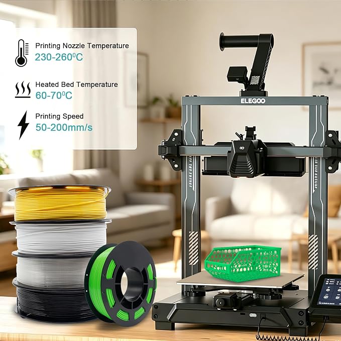 1.75mm PETG Filament 8 Colors 250g 8 Pack, Low Warping High Toughness 3D Printer Filament for Most FDM 3D Printers