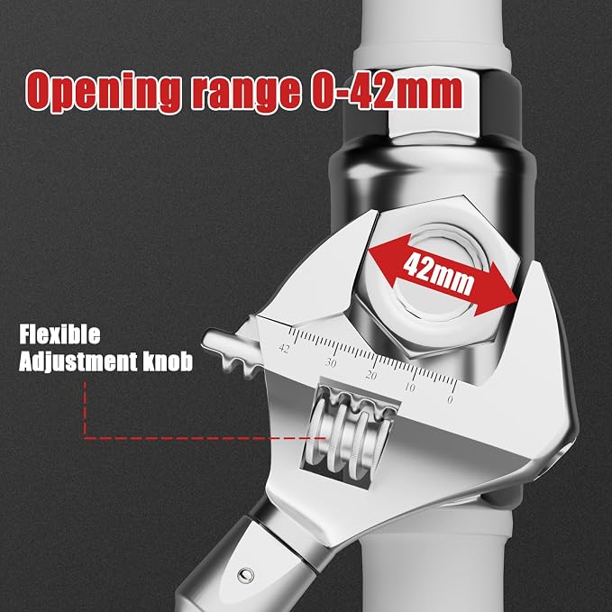 VANPO Adjustable Digital Torque Wrench, 2.2-44.3 Ft.lb/3-60Nm, ±2% Accuracy | Electronic Torque Wrench with 42mm Jaw and 3/8" Drive Ratchet, Buzzer, Vibration and LED Indicator for HVAC and Motorcycle
