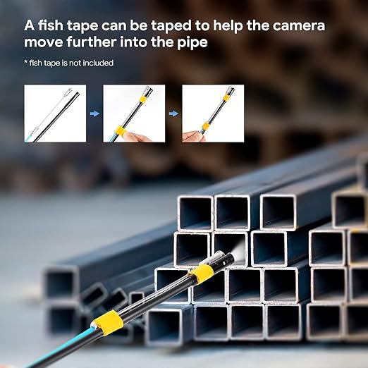 Triple Lens Endoscope Camera with Light with 50FT Semi-Rigid Cable, Triple Lens Borescope Tool, DEPSTECH 5" IPS Screen Endoscope Camera with Lights