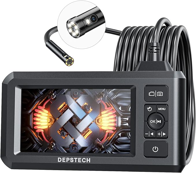 DEPSTECH DS300 Dual Lens Industrial Endoscope, 1080P Digital Borescope Inspection Camera, 7.9mm IP67 Waterproof, 4.3" Screen Sewer Camera,DS300 5.5mm 1080P HD Digital Camera,16.5FT Semi-Rigid Cable