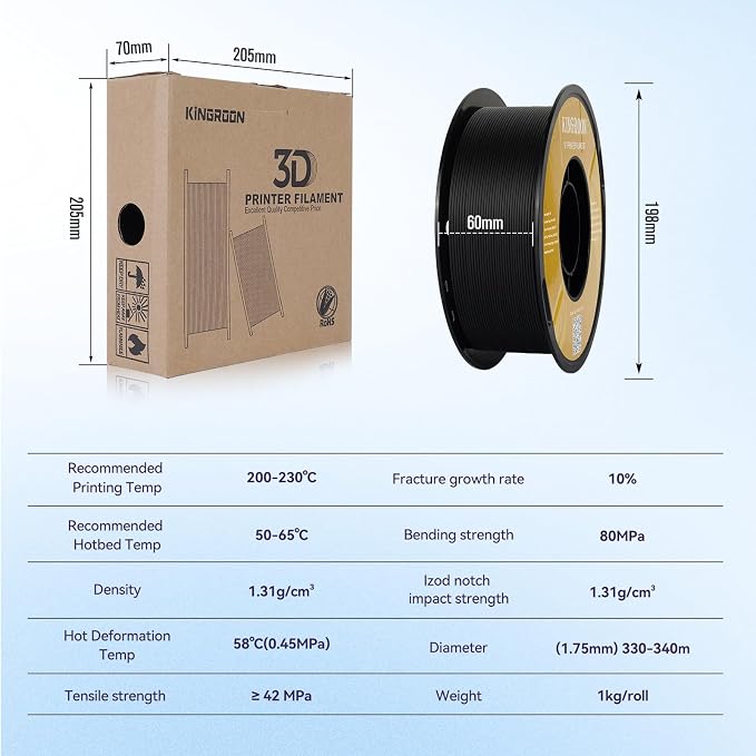 Kingroon Matte PLA Filament 1.75mm 3D Printer Filament Matte Filament 1kg Dimensional Accuracy +/- 0.02 mm (10 Rolls Mixed Colors)