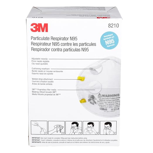 3M 8210 Particulate Respirator, N95, Pack of 20 Disposable Respirators, NIOSH APPROVED, Two-Strap Cup Style Design, Lightweight with Cushioning Nose Foam