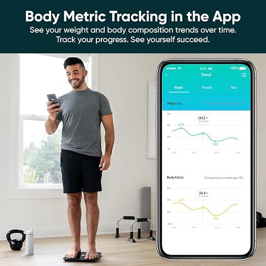 Wyze Smart Scale for Body Weight, Digital Scale for Body Weight BMI Muscle Mass, Heart Rate Monitor, Bluetooth Weight Scale with Baby/Pet/Luggage Mode, 400 lbs, Black