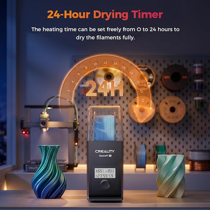 2026 New Official CREALITY Filament Dryer Box Pro 2.0 with Fans, Space Pi SE Upgraded 360° Hot-air PTC Circulates Heating, 1KG Filament Dehydrator Dry During for 1.75/2.85mm PLA PETG ABS TPU Nylon