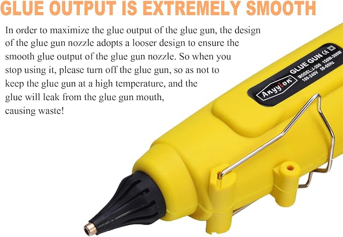Anyyion 300W Industrialt Glue Gun – High Output Professional Adjustable Switch – Professional Grade Hot Glue Gun for Carpentry, Repairs & Remodeling