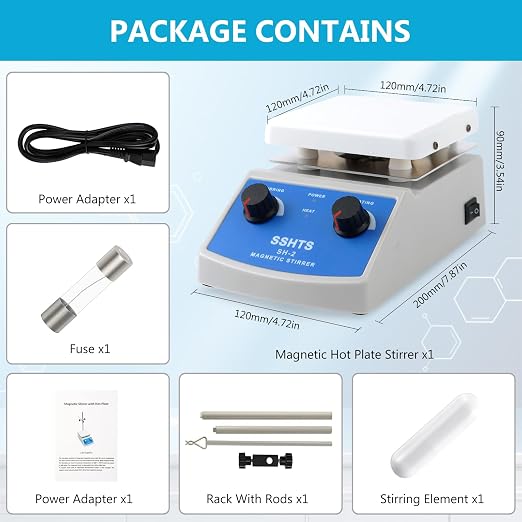 Magnetic Stirrer Hot Plate with Stir Bar 100 to 2000rpm Magnetic Hot Plate Stirrer 180W Heating Power Max 520℉ Magnetic Stir Plate for Laboratory Use Magnetic Mixer Hot Plate