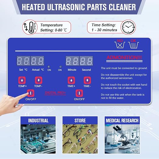 Ultrasonic Carburetor Cleaner, Ultrasonic Parts Cleaner 15L Industrial Ultrasonic Parts Cleaner with Heater&Digital Timer, Ultrasonic Carb Cleaner for Watch Dental Instrument Tool Parts Cleaning, 110V