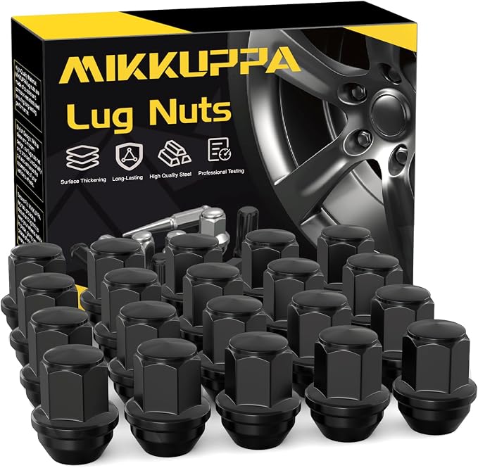 MIKKUPPA M14x1.5 OEM Lug Nuts, Replacement for 2015-2024 Ford Mustang Edge, 2020-2023 Explorer, 2022-2023 Maverick, 20 PCS Black Tire Nuts for Factory Style Wheels