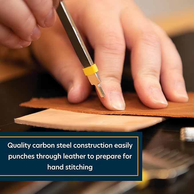 Weaver Leather Supply Diamond Leather Stitching Chisel Set, Precise 4mm Hole Punch, Color-Coded Hole Punch Set for Hand Sewing and Saddle Stitching