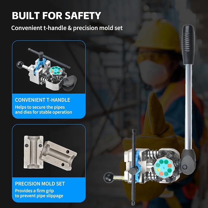 Angchun Brake Line Flaring Tool Kit, 45 & 37 Degree Flaring Tool Set, Single Bubble Double Flare Tool Kit for Brake Lines, Professional Brake Flare Tool Kit for 3/16" 1/4" 5/16" 3/8" Tubes