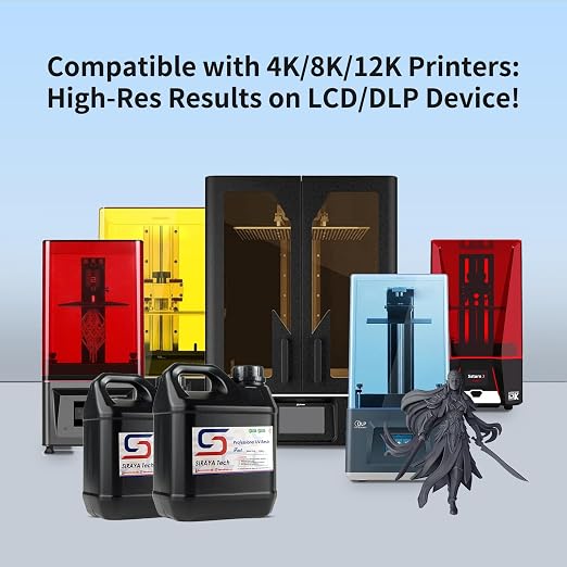 Siraya Tech Fast ABS-Like 3D Printer Resin 405nm UV-Curing 8K Resin Easy to Print Non-Brittle High Precision Standard Photopolymer Resin 3D Print Liquid for LCD DLP 3D Printing(Metal Grey, 2kg)