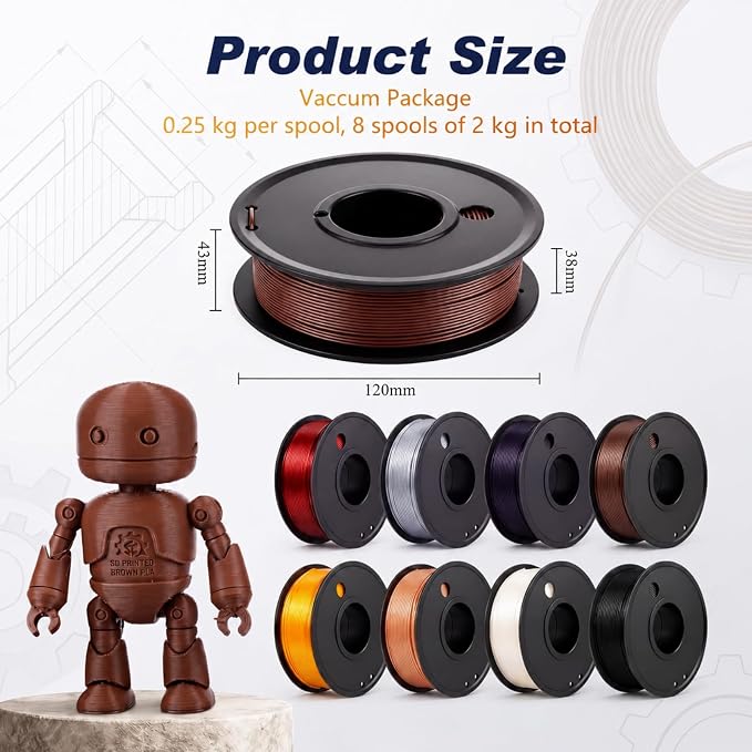 Pangda 3D Printer Filament Bundle 1.75mm Multicolor Matte or Silk PLA Filament 3D Printing Material for Halloween Thanksgiving Day Christmas Easter Holiday Crafting Decorations (Industrial Color)