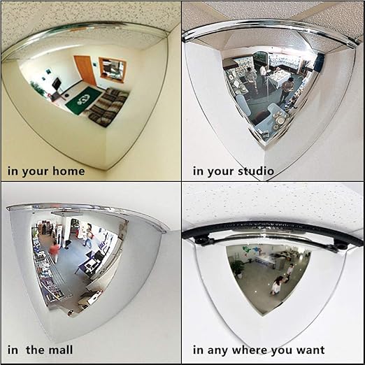 19 Inch Quarter Dome Mirror Security and Safety Corner Mirror 1/4 Dome Convex Mirror with 90 Degree Viewing Angle