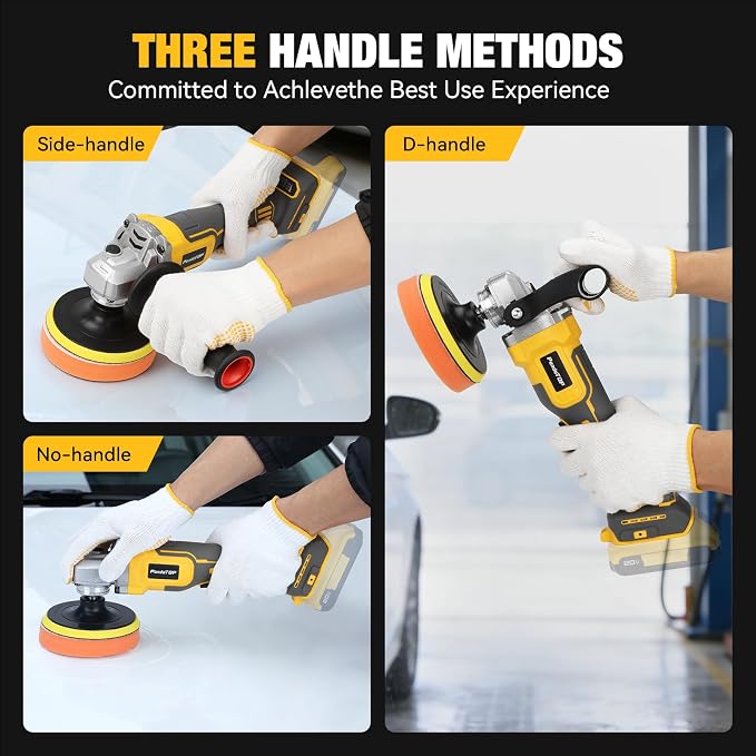 Cordless Buffer Polisher for Dewalt 20v Max Battery, Brushless Rotary Car Buffer Polisher, Variable Speed 1000-6000 RPM, Detachable Handle Polisher for Car Detailing,Sanding Waxing (No Battery)