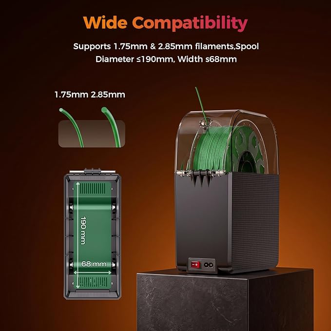 2026 New Official CREALITY Filament Dryer Box Pro 2.0 with Fans, Space Pi SE Upgraded 360° Hot-air PTC Circulates Heating, 1KG Filament Dehydrator Dry During for 1.75/2.85mm PLA PETG ABS TPU Nylon