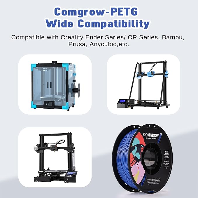 Comgrow PETG 3D Printer Filament 1.75mm, High Precision and Tough 3D Printer Filament (2LBS), Dimensional Accuracy +/- 0.02 mm, Fit Most 3D Printers Dark Blue