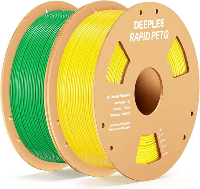 Rapid PETG Filament 1.75mm, High Speed PETG 3D Printer Filament Up to 600 mm/s, Dimensional Accuracy +/- 0.02 mm, Fits for Most FDM 3D Printers, 2kg Yellow & Green