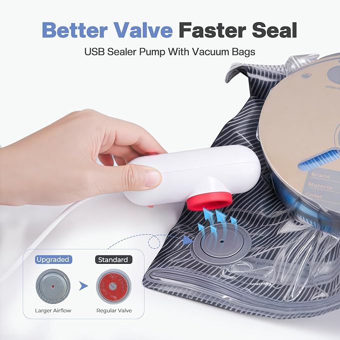 Vacbird Upgraded 3D Filament Vacuum Storage Bags with USB Pump, 30 Pack Light-Blocking Filament Bags, 2X Faster Air Removal, Universal Pump Fit, 12.6×13.38 Inch