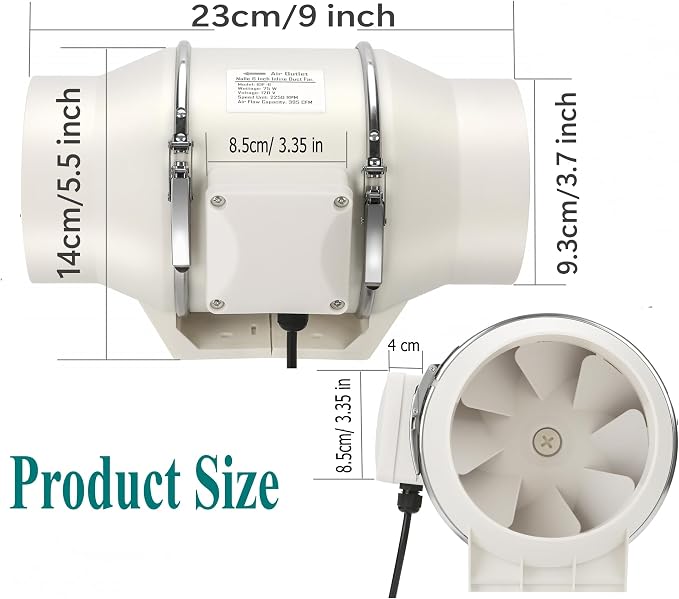 Nalle 4 Inch Inline Duct Fan Radon Fan with Remote Control Unit Variable Speed Controller 50W 280 CFM Ventilation Exhaust Blower Fans Efficient Quiet Copper Motor for Ducting Vents Bathroom Kitchen