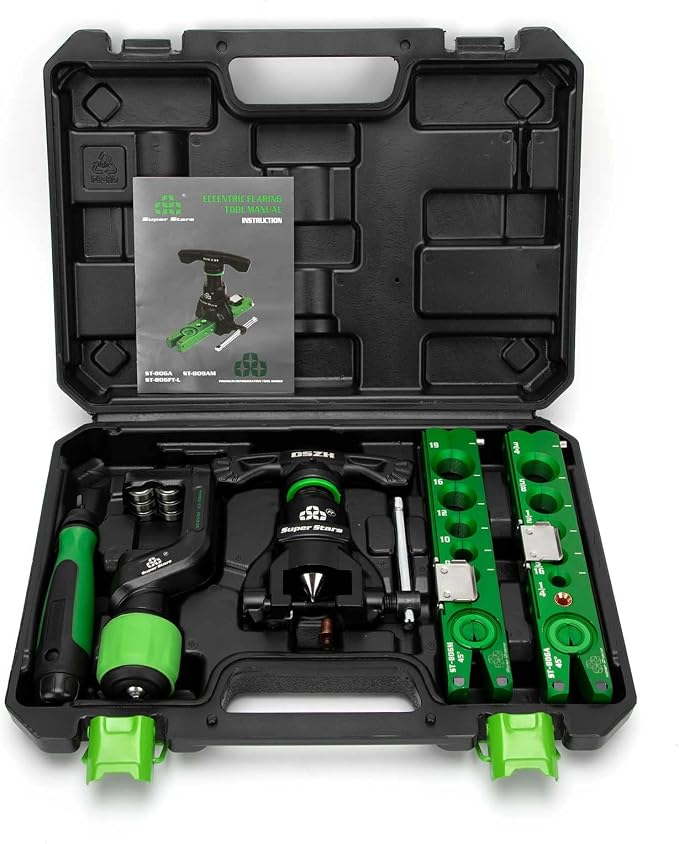 HVAC Flaring Tool Kit for 1/4" - 3/4" Copper Pipe Flare Tool 45°Eccentric Single Tubing Flaring Tool with Pipe Cutter & Deburring Tool for Copper Aluminum Pipes Refrigeration Air Conditioner Repair