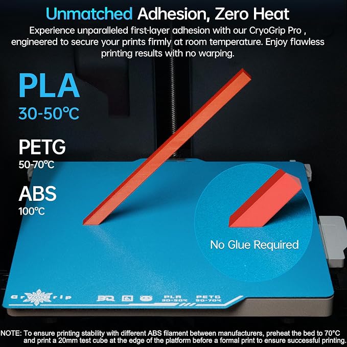 BIQU CryoGrip Pro Frostbite for Bambu-Lab P1S/P1P/P2S/X1C/X1E/X2D/A1 257x257mm Cold Build Plate Room Temperature Print Double Sided Upgrade Plate Removable Surface Platform