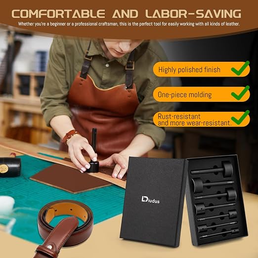 7 Sizes Leather Corner Punch, Half-Round Punch Set, Leather Belt Cutter End Punch Tool, Belt Cutting Tool, Leatherworking Tools for Strap Belts, Wallet, Bags (From15mm to 45mm)
