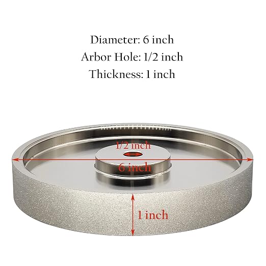CBN Grinding Wheel 6" Dia x 1" Wide, 1/2 inch Arbor, Sharpen High Speed Steel Cutting Tools, Diamond Grinding Wheel Grit #320