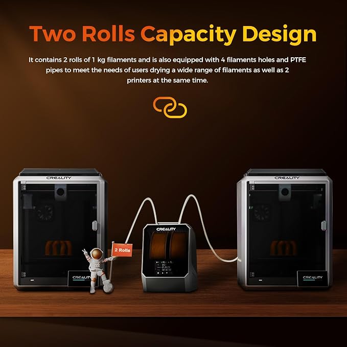 Creality Filament Dryer, Space Pi Filament Storage Box -Double 360° Heating and 110W PTC Heater LCD Touch Screen One-Key Set 3D Printer Filament, Dehydrator 1.75/2.85/3mm with 1KG PETG Black
