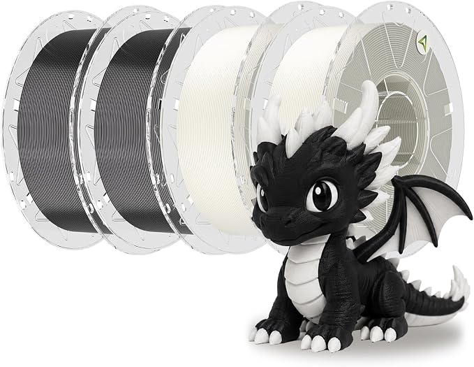 Creality 3D Printer RFID Filament Bundle, Hyper PLA Filament 1.75mm for 3D Printing, Hyper PLA RFID Filament No-Tangling High Precision, 1KG(2.2 lbs) Spool (2 Black+2 White)