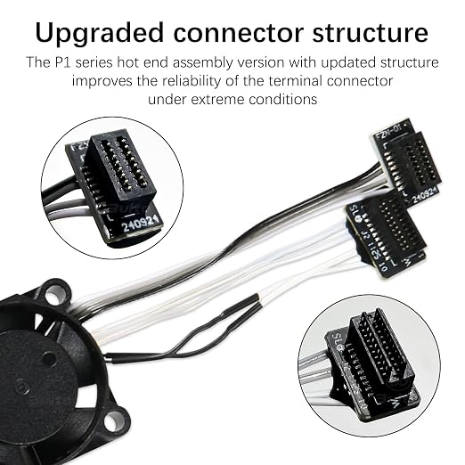 Original Bamboo Lab P1 Hotend Assembly Complete with Hardened Steel 0.4mm Nozzle,Ceramic Heater, Thermistor, Cooling Fan,Silicone Sock for P1S P1P 3D Printer Extruder Heating Block Replacement