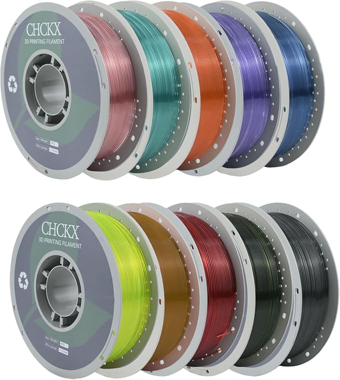 10KG PETG Transparent 3D Printer Filament Bundle, Dimensional Accuracy +/- 0.03 mm,Gray+Orange+Pink+Olive Green+Yellow+Blue+Green+Purple+Brown+Red
