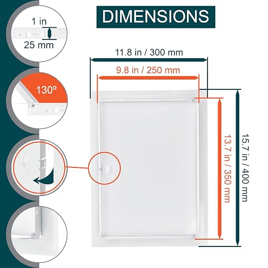10" x 14" White Metal Access Panel - Wall Access Panel for Drywall - Hidden Wire Cover for Wall Covering Panels - Plumbing, Electricity, Heating Alarm, Bathroom, Dry Wall Hole Cover