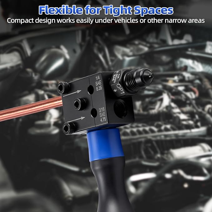 8MILELAKE 7-Piece Brake Line Flaring Tool Kit, 3/16" 1/4" Double Flaring Tool for 45° Single Double Bubble Flares, Brake Flare Tool for Vehicle Brake & Hydraulic Line Repair