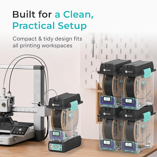 Polymaker 3D Printing Filament Dryer and Storage Box - PolyDryer and PolyDryer Box for Filament Drying and Sealing with Heat Control, Compatible with PA Nylon, PLA, PVB, PETG, ABS, TPU 1.75mm 2.85mm