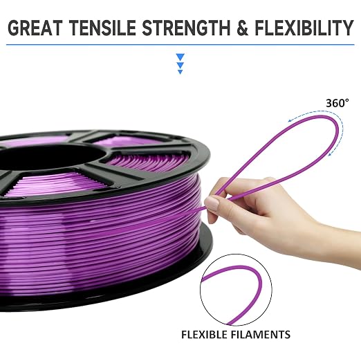 GIANTARM 3D Printer Filament, Shiny Silk Dark Purple PLA Filament, 1Kg(2.2lbs) Spool, 1.75mm Dimension Accuracy +/- 0.02mm, 3D Printing Filament