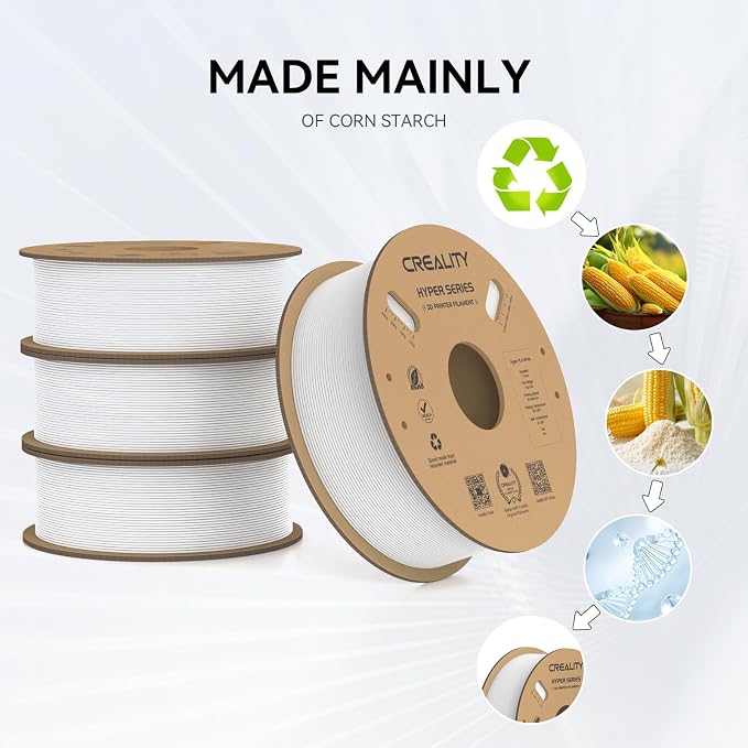 Creality Hyper PLA Filament 1.75mm, 30-600mm/s High Speed 3D Printer Filament, Dimensional Accuracy +/-0.02mm, Fit Most FDM 3D Printers, 4 Pack 1kg Spool(2.2lbs), White