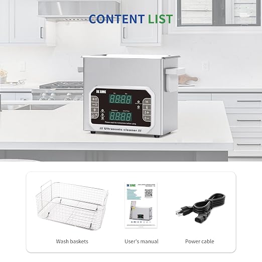 DK SONIC Professional Ultrasonic Cleaner 3L,120W Precision Ultrasonic Jewelry Cleaner with Timer,Heater&Touch Control, Multi-Application for Glasses,Chains,Watches (Include Basket)