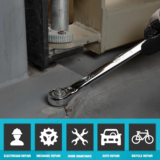 DURATECH 1-1/16" Combination Wrench, SAE, CR-V Constructed with Mirror Polish, 12-Point, 15-Degree Offset
