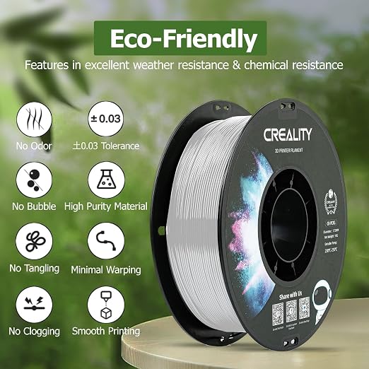 Official CREALITY PETG 3D Printer Filament 1.75mm 1KG (2.2lbs), High Precision Strong Toughness, Odorless Better Flow Moistureproof 3D Printing Ender Filament