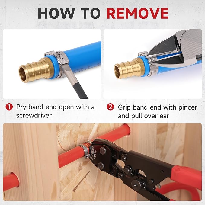 iCrimp PEX Pipe Clamp Cinch Tool Crimping Tool Crimper for Stainless Steel Clamps from 3/8-inch to 1-inch with 1/2-inch 20PCS and 3/4-inch 10PCS SS PEX Clamps
