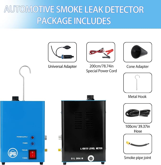 Automotive Smoke Leak Detector, Smoke Machine with Built in Air Pump Pressure Gauge, 12V DC Smoke Leak Detector, Diagnostic Leak Tester Tools for Car, EVAP, Vacuum, Fuel and More Leak Testing