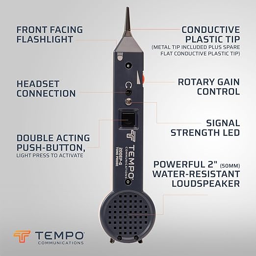 TEMPO Communications 701K-G Wire Tracer Electrical, Tone Generator and Probe Kit (701K Cable Toner)