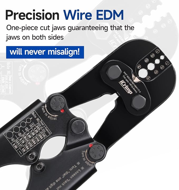 iCrimp 1608MC 2-In-1 Wire Rope Crimping Tool Kit with Built-In Cable Cutter, 4 Die Slots 3/64" to 1/8", Includes 15M Wire Rope, Aluminum Loop Sleeves & Stainless Steel Thimbles