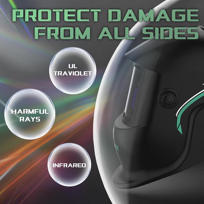 1/1/1/1 Large Viewing Auto Darkening Welding Helmet True Color Solar Powered Weld Hood Wide Shade 4/9-13 for TIG MIG Arc LYG 850BS