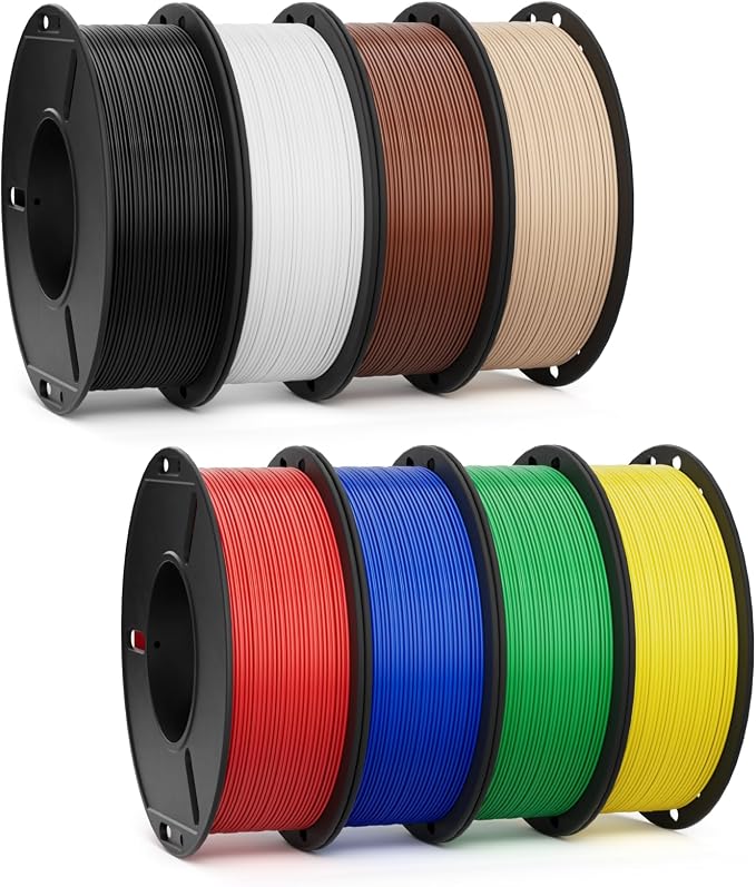 Rapid PETG Filament 1.75mm 8 Pack 250g Bundle, High Speed PETG 3D Printer Filament Up to 600 mm/s, Dimensional Accuracy +/- 0.02 mm, Black/White/Brown/Beige/Red/Blue/Green/Yellow