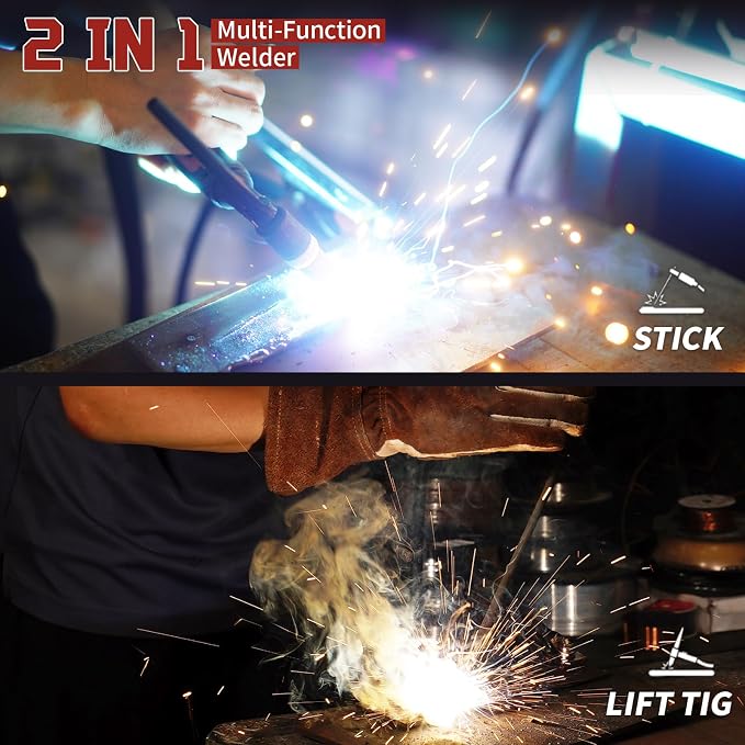 110V 135A Stick Welder Lift Tig Welder Portable Welding Machine with Overheat Protection,Electrode, Digital Screen, Quick Connector with Hot Start - MINI MMA Arc Welder