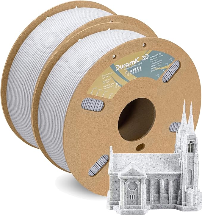 DURAMIC 3D PLA+ Printer Filament 1.75mm PLA Plus Neatly 2Kg Spools | PLA Pro Tougher and Stronger, Dimensional Accuracy Probability +/- 0.02mm 2Pack Marble